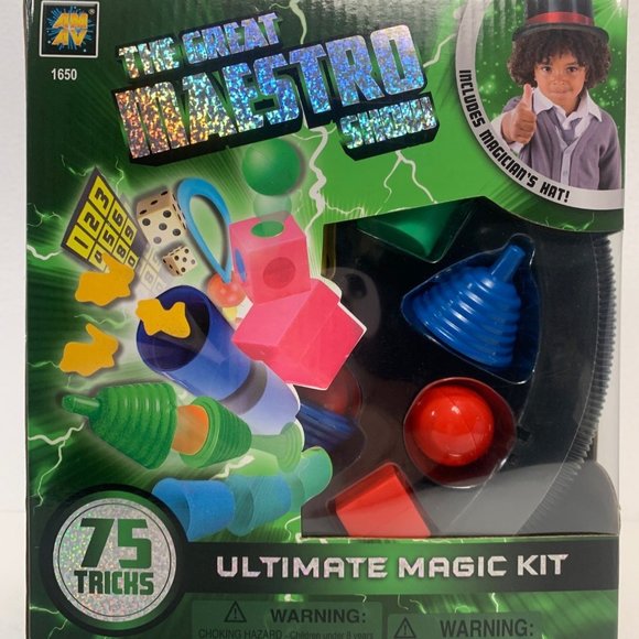 AMAV The Great Maestro Show Set Magic 75 Tricks Kit Gift and Magician Hat - Picture 1 of 5
